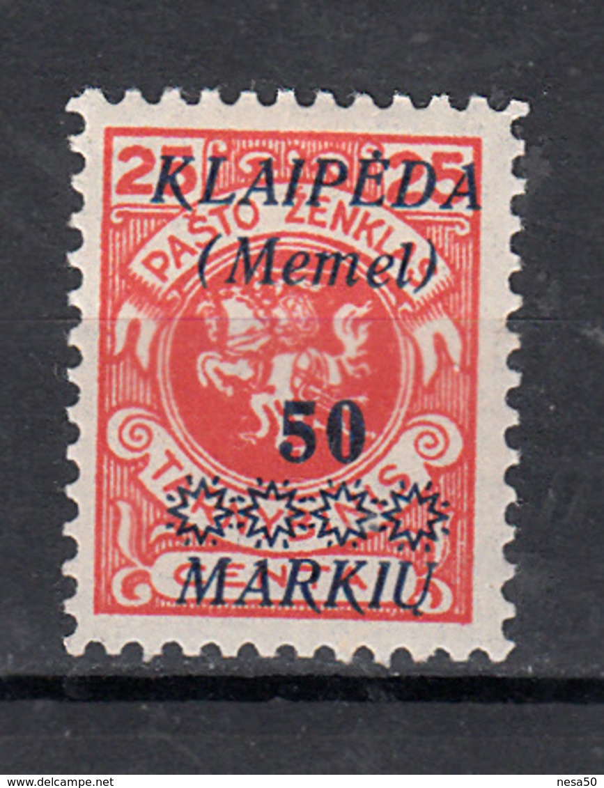 Duitse Rijk Gebied Memel 1923 Mi Nr 138  Waarde 50 Op 25, Met Plakker, Litouwen - Unused Stamps