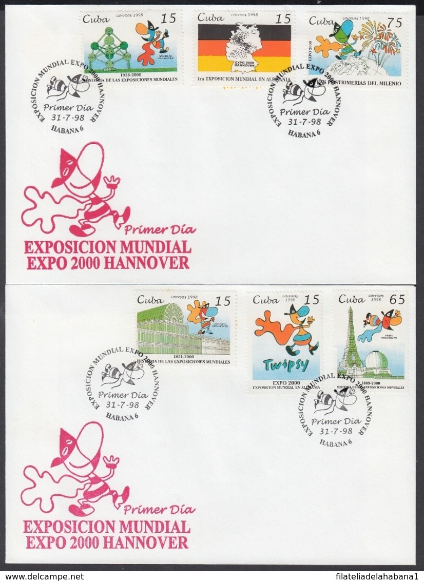 1998-FDC-79 CUBA FDC 1998 EXPO MUNDIAL 2000 HANNOVER GERMANY. - FDC