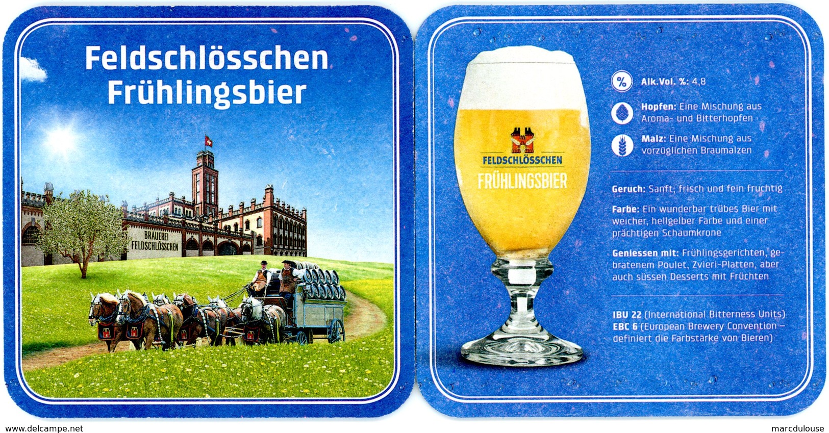 Schweiz. Feldschlösschen. Frühlingsbier. Hopfen: Eine Mischung Aus Aroma- Und Bitterhopfen. Switserland. Suisse. - Portavasos