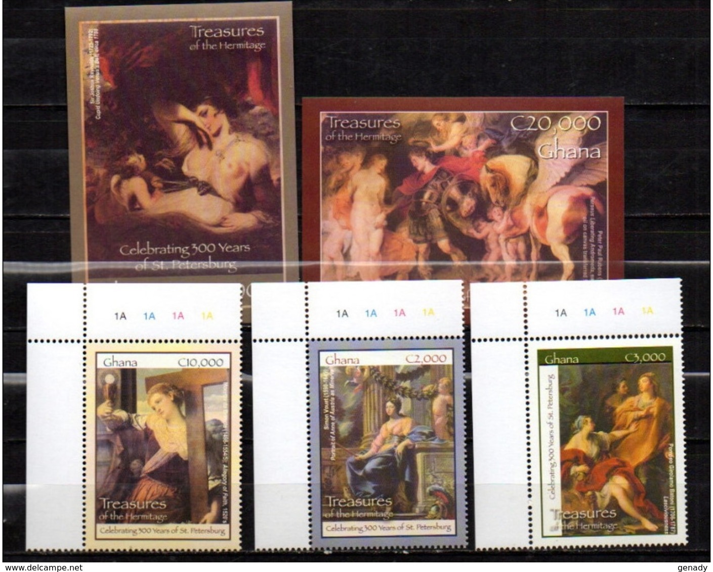 GHANA 2003 ART PAINTING HERMITAGE MNH MI. 3623 - 25 BL. 455 - 56 - Other & Unclassified