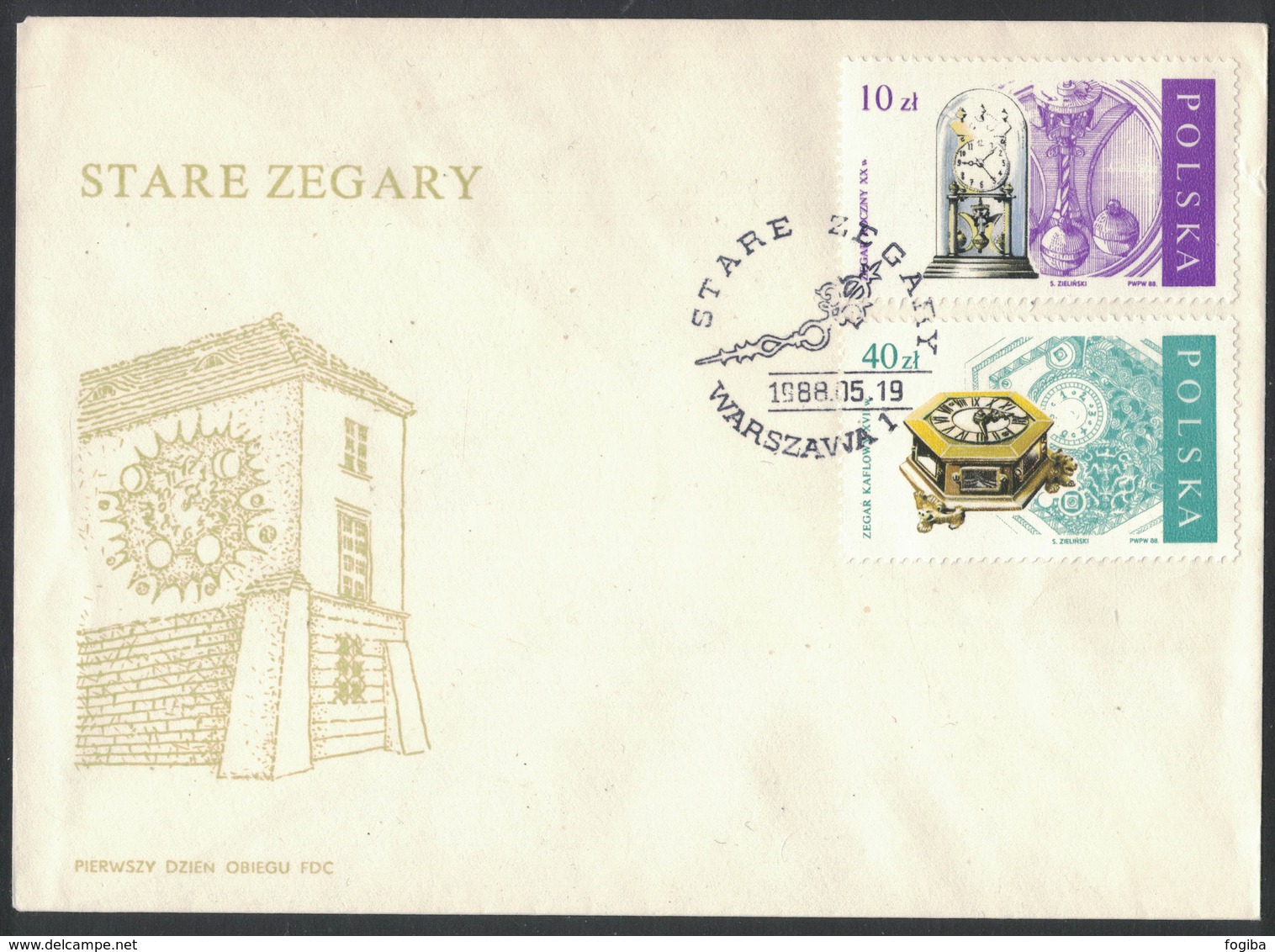 AP71  Poland Pologne, Old Clocks, Clock. FDC 1988 - Uhrmacherei