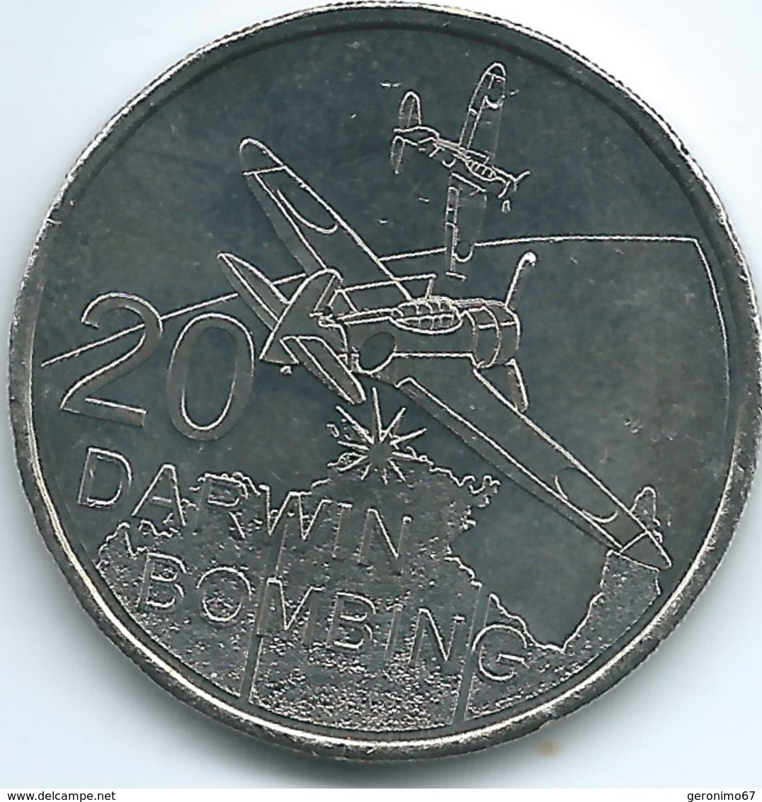 Australia - Elizabeth II - 20 Cents - 2016 - Darwin Bombing - 20 Cents