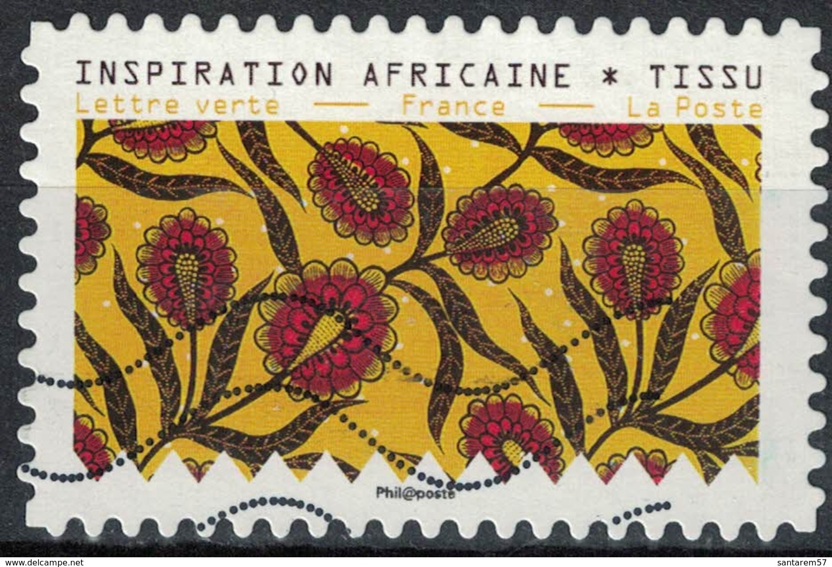 France 2019 Oblitéré Used Tissus Motifs Nature Inspiration Africaine Timbre 12 - Gebraucht
