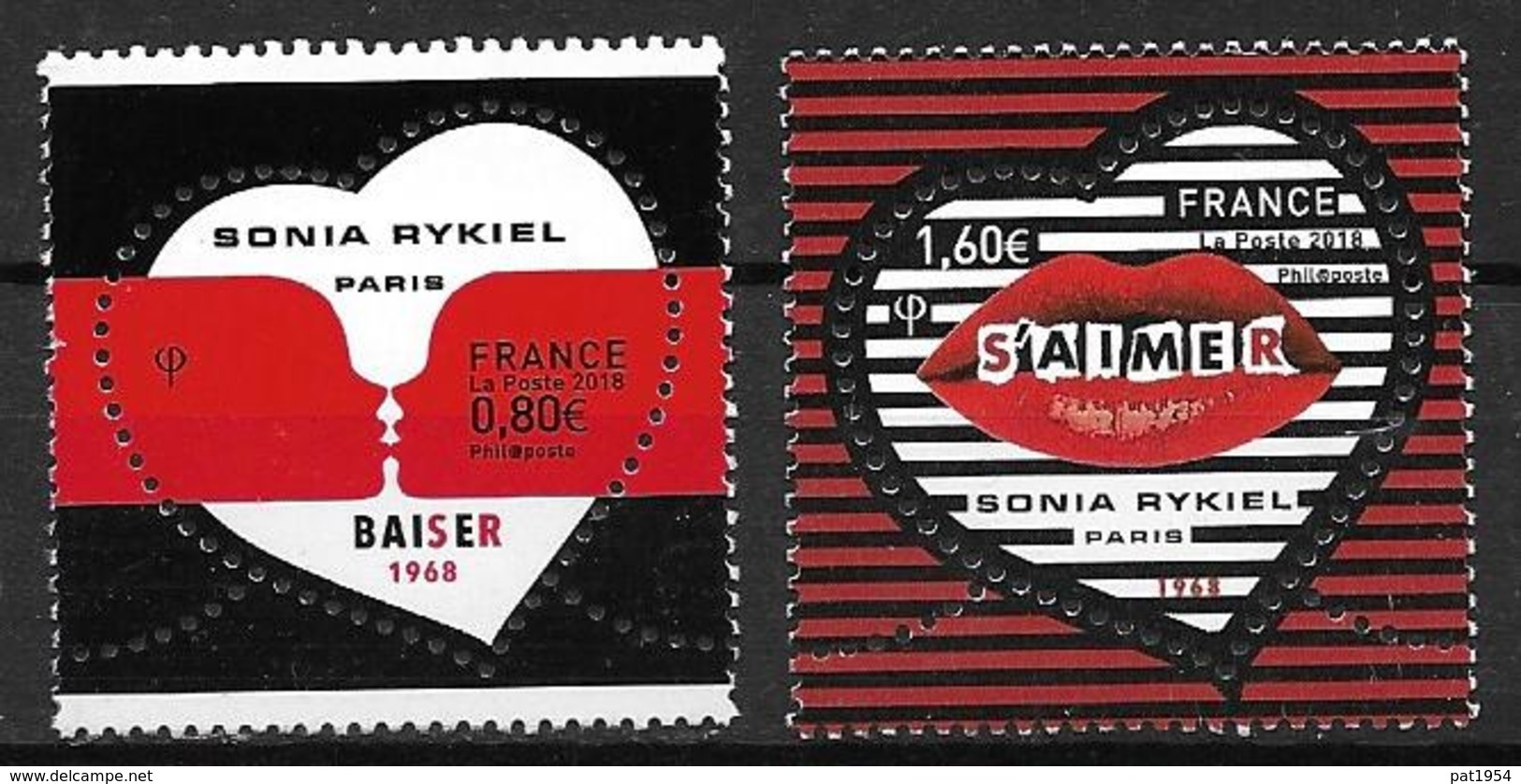 France 2018 N° 5198/5199 Neufs St Valentin Sonia Rykiel Faciale +10% - Neufs