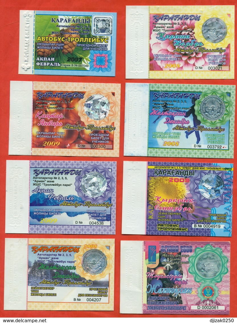 Kazakhstan . City Karaganda. Lot Of 8 Monthly Tickets. Plastic. - World