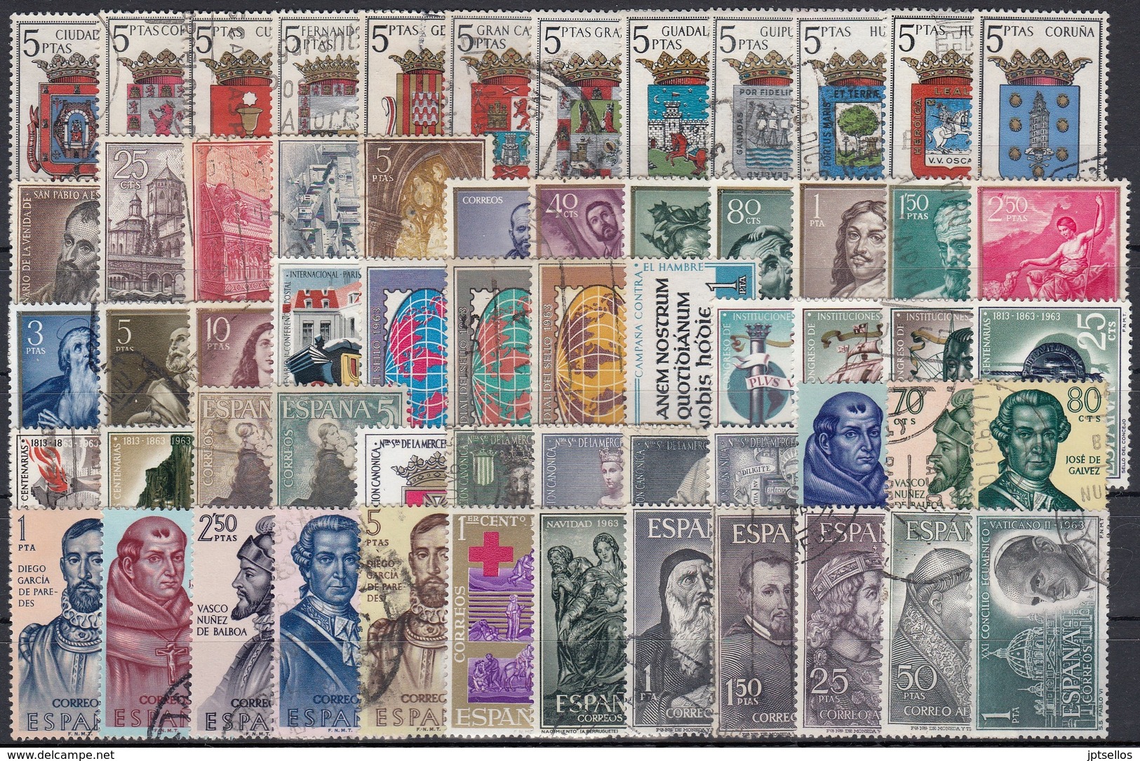 ESPAÑA 1963 Nº 1481/1540 USADO 60 SELLOS - Años Completos