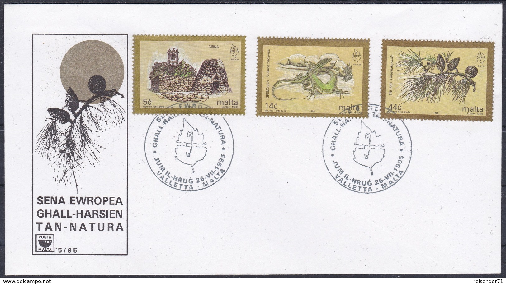 Malta 1995 Europäisches Naturschutzjahr Naturschutz Conservation Tiere Animals Reptilien Reptiels Echsen, Mi. 964-6 FDC - Malta