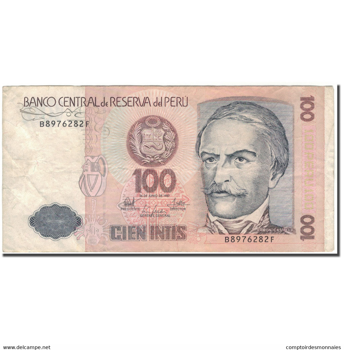 Billet, Pérou, 100 Intis, 1987-06-26, KM:133, TB - Pérou