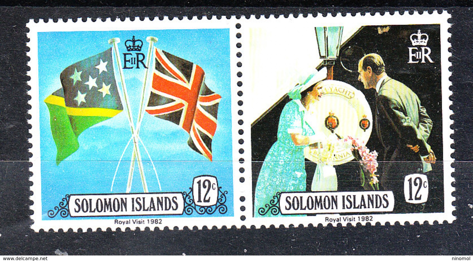 Solomon Isl. - 1982. Royal Visit. Bandiere Di Solomon Isl. E Gran Bretagna. Flags Of Solomon Island & Great Britain.MNH - Francobolli