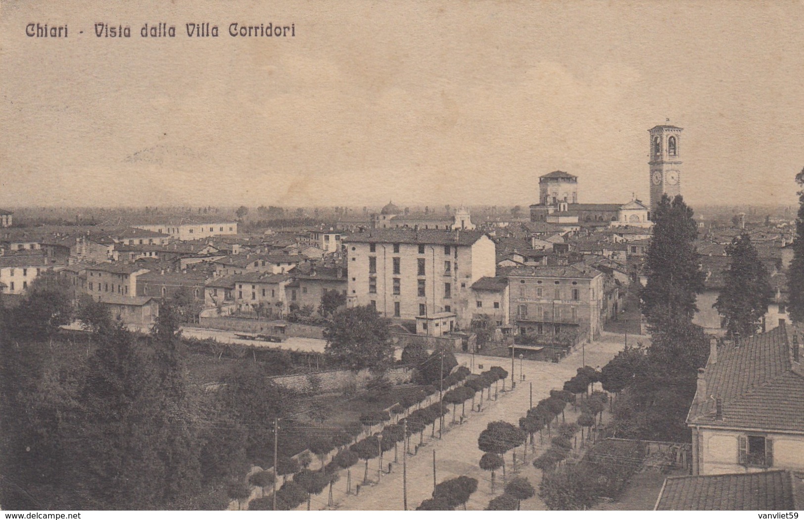 CHIARI-BRESCIA-VISTA DALLA VILLA CORRIORI-CARTOLINA VIAGGIATA IL 1-6-1914 - Brescia