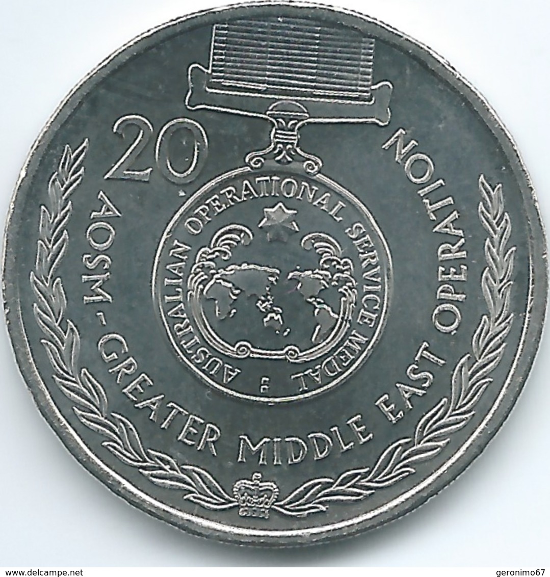 Australia - Elizabeth II - 20 Cents - 2017 - Australian Operational Service Medal - Greater Middle East - 20 Cents