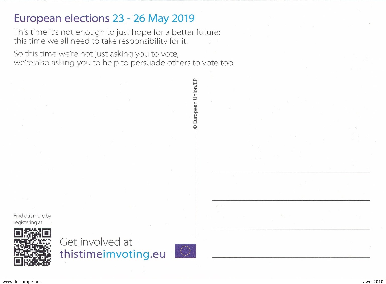 AK Belgien Brüssel 2019 EU-Parlament - Postkarte Des EU-Parlamentes Zur Europawahl 2019 - Institutions Internationales