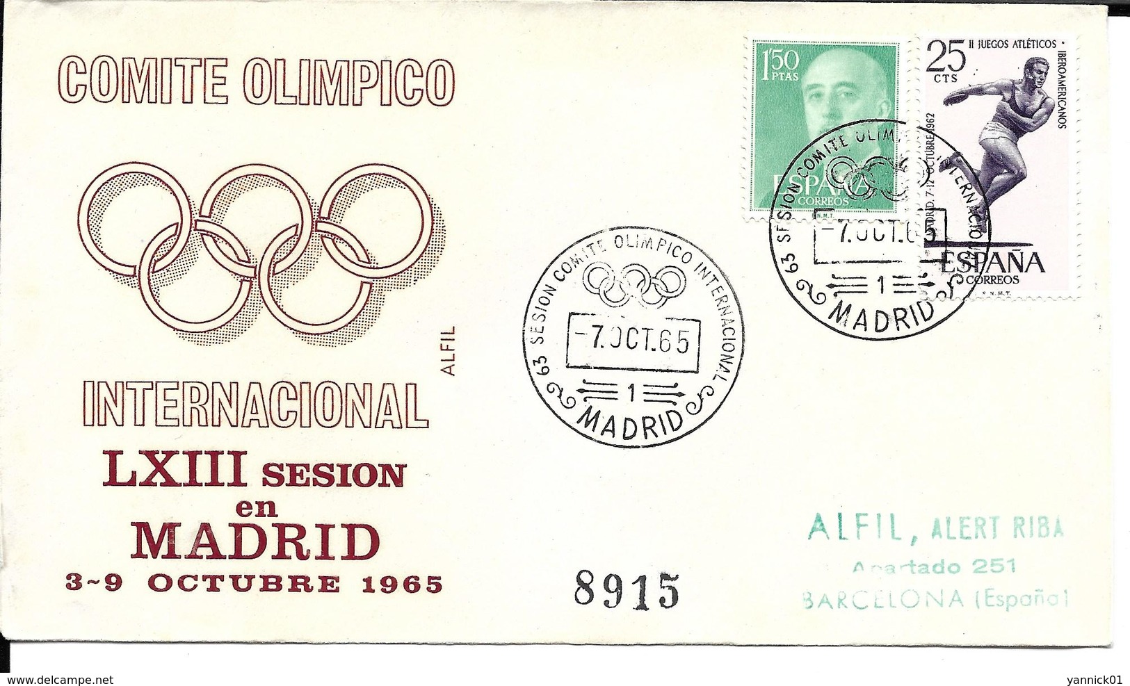 JEUX OLYMPIQUES  MADRID 1965  - OLYMPICS GAMES OLYMPISCHE SPIELE  CIO COMITE INTERNATIONAL OLYMPIQUE - Otros & Sin Clasificación