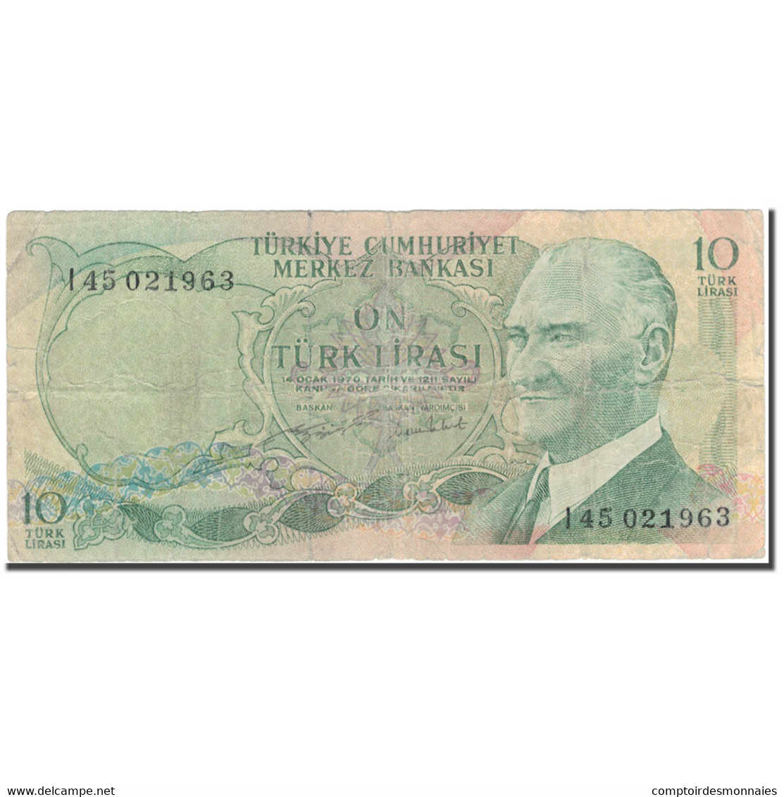 Billet, Turquie, 10 Lira, 1970, KM:186, B+ - Turquie