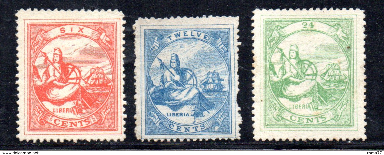 APR257 - LIBERIA 1867 , Serie Yvert N. 7/9  Nuova Senza Gomma   (2380A) . - Liberia