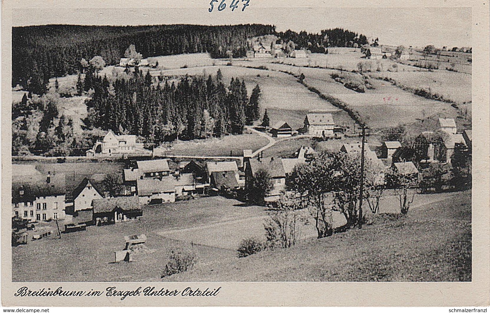 Vorlagekarte AK Breitenbrunn Unterer Ortsteil Vogel Schwarzenberg Stempel Motiv Abgelehnt 1950 Selten Erzgebirge DDR - Breitenbrunn