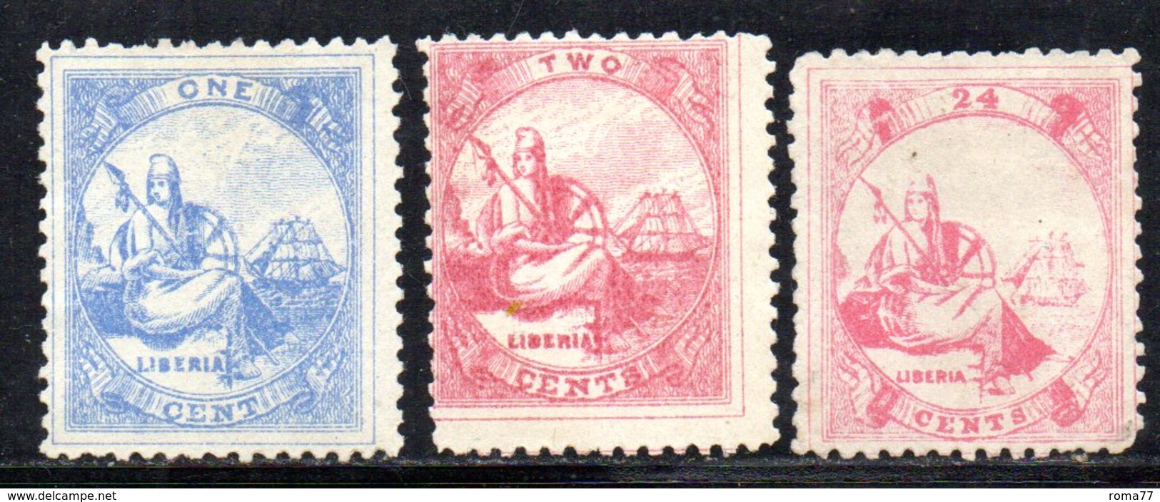 APR259 - LIBERIA 1880 , Yvert Tre Valori (n. 10+11+14) Nuovi Senza Gomma   (2380A) . - Liberia