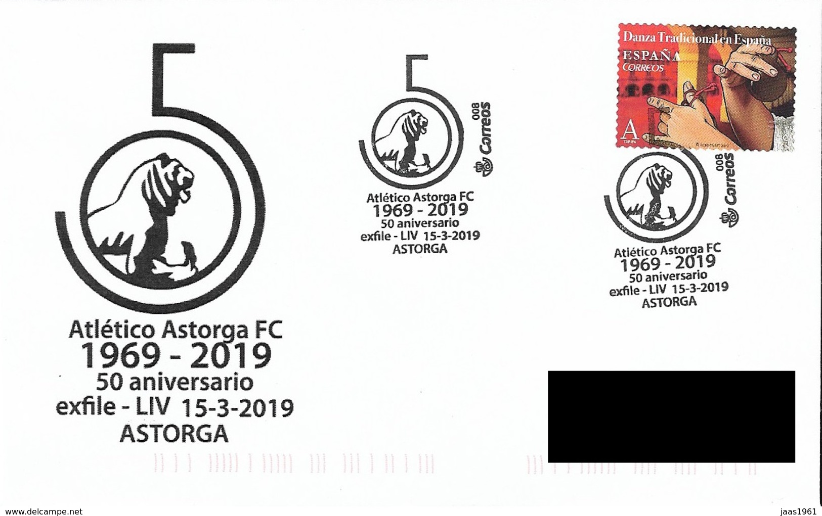 SPAIN. POSTMARK 50th ANNIV. ATLETICO ASTORGA. FOOTBALL. 2019 - Máquinas Franqueo (EMA)