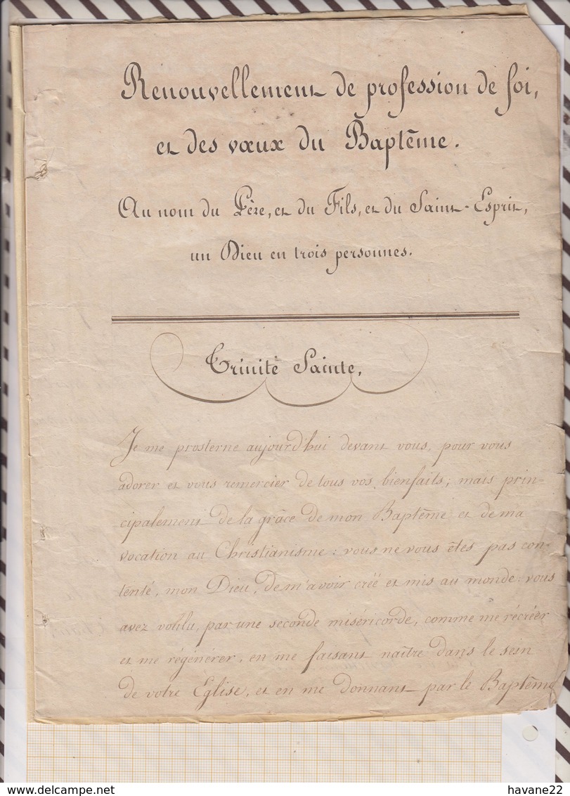 81112 MANUSCRIT "renouvellement De Profession De Foi Et Des Voeux De Bapteme " - Manuscrits