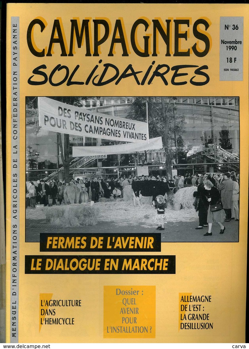 Campagnes Solidaires 36 Novembre 1990 Vendée, Allemagne De L' Est , Burkina-Faso Production Laitiere - Pays De Loire