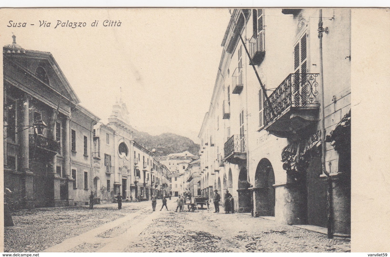 SUSA-TORINO-VIA PALAZZO DI CITTà-CARTOLINA NON VIAGGIATA- ANNO 1900-1904 - Altri & Non Classificati