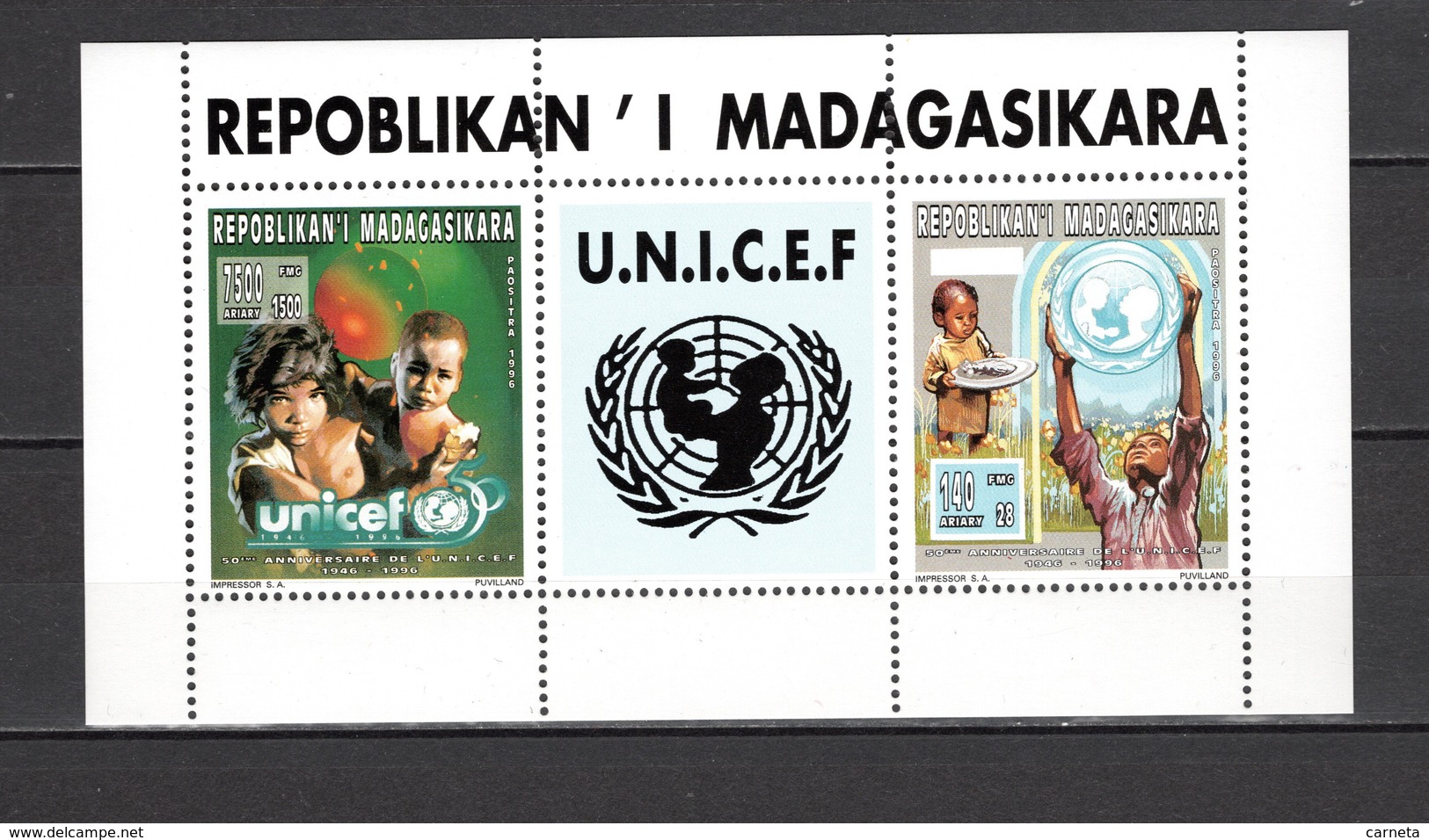 MADAGASCAR BLOCS SPECIAUX N° 1445 + 1446   COLLECTIF  NEUF SANS CHARNIERE  COTE ? €   UNICEF - Madagascar (1960-...)