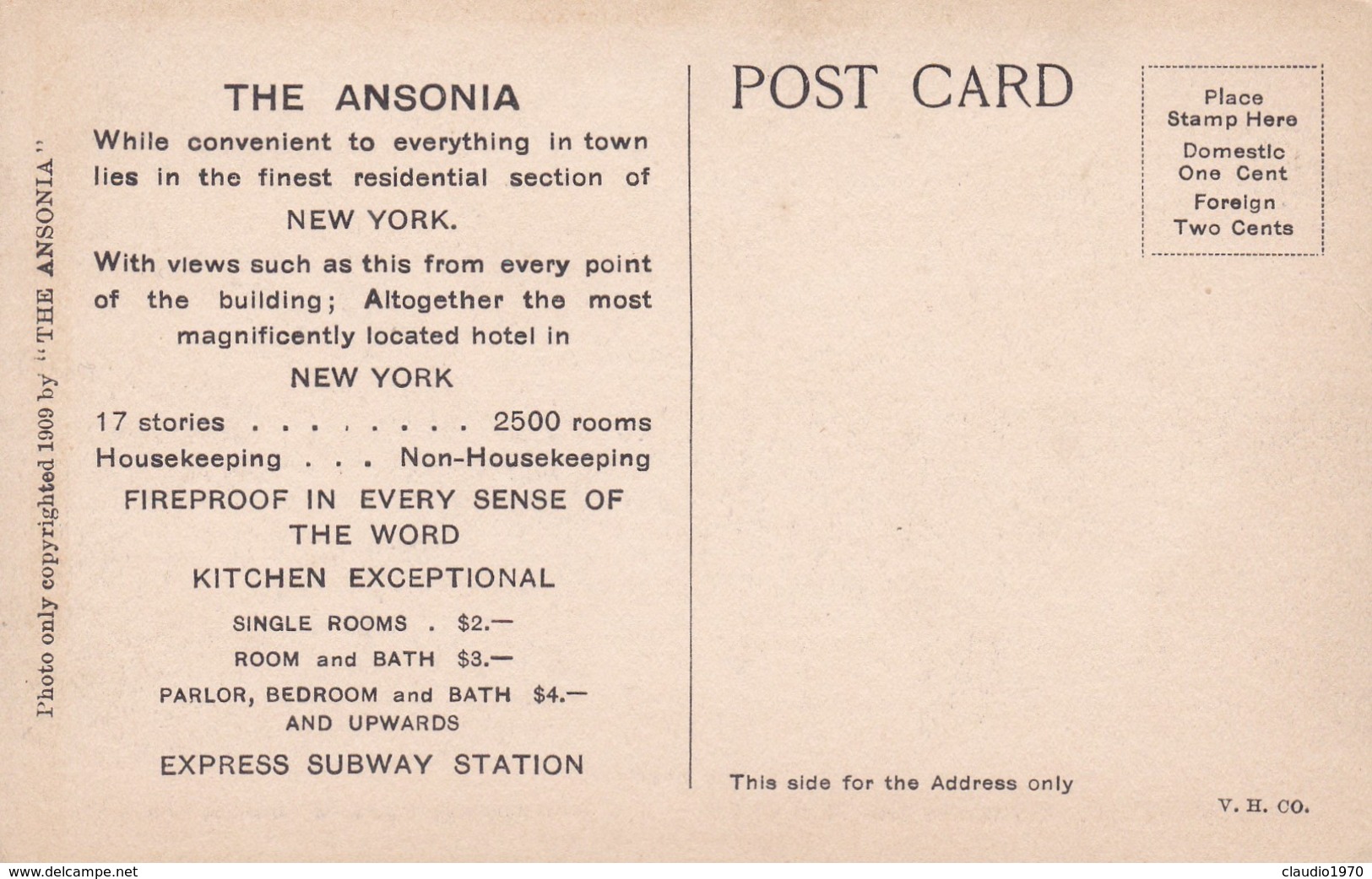 CARTOLINA - POSTCARD - STATI UNITI - NEW YORK - BROADWAY AND 73 STREET - THE ANSONIA - LOOKING NORTHWARD - Broadway