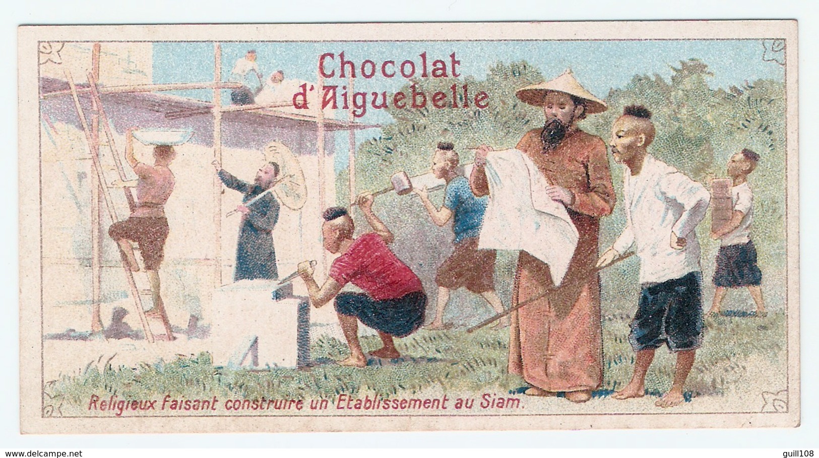 Chromo Chocolat Aiguebelle Religieux établissement Mission Chrétienne Siam French Victorian Trade Card A3-80 - Aiguebelle