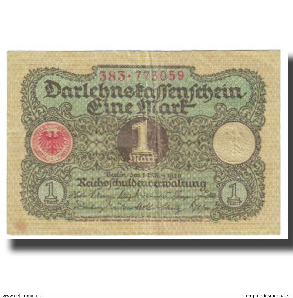 Billet, Allemagne, 1 Mark, 1920, 1920-03-01, KM:58, TTB - 1 Rentenmark