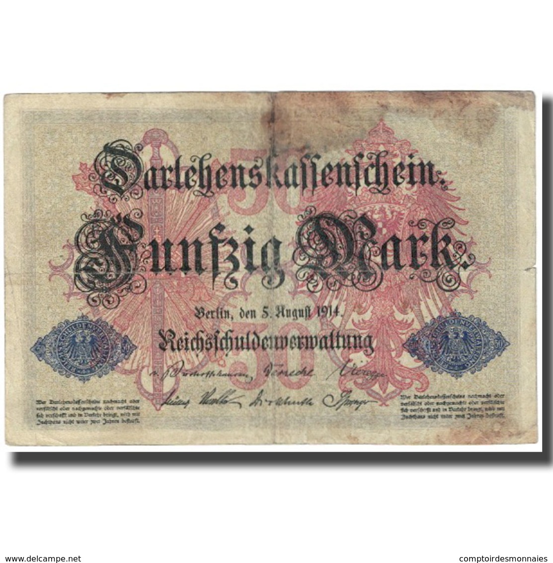 Billet, Allemagne, 50 Mark, 1914, 1914-08-05, KM:49b, TB - [ 1] …-1871 : Etats Allemands