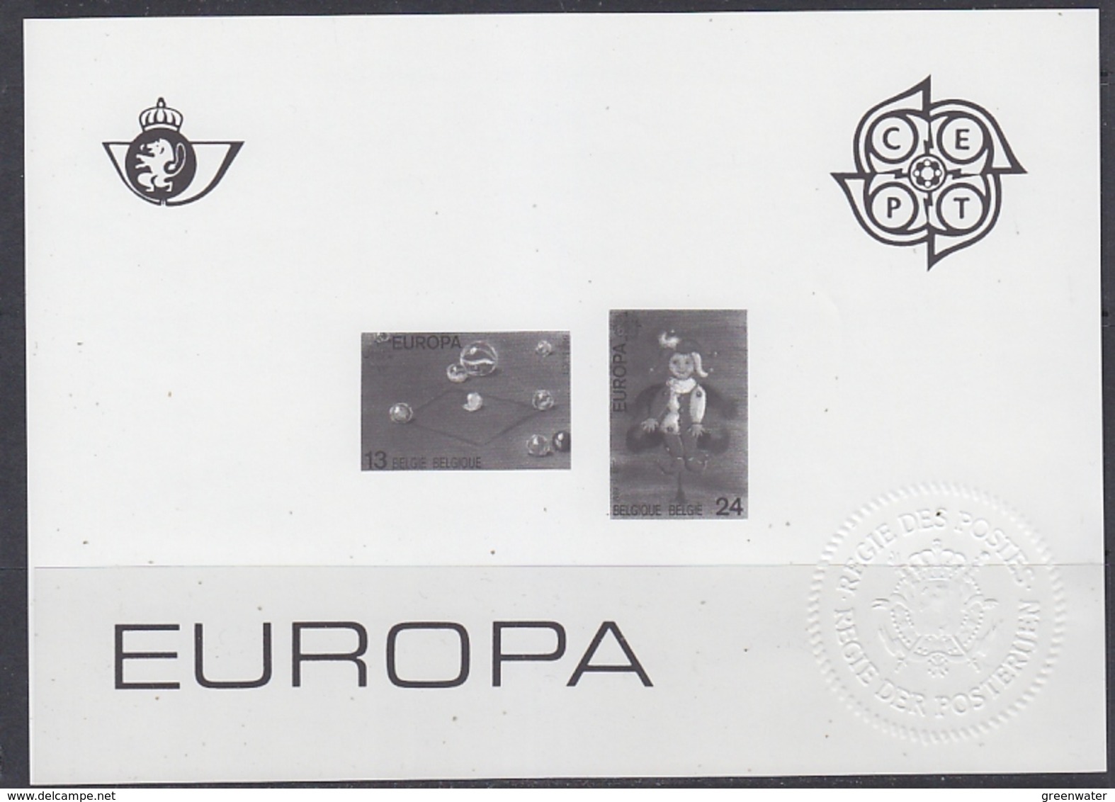 Europa Cept 1989 Belgium Black & White Sheetlet ** Mnh (42325) - 1990