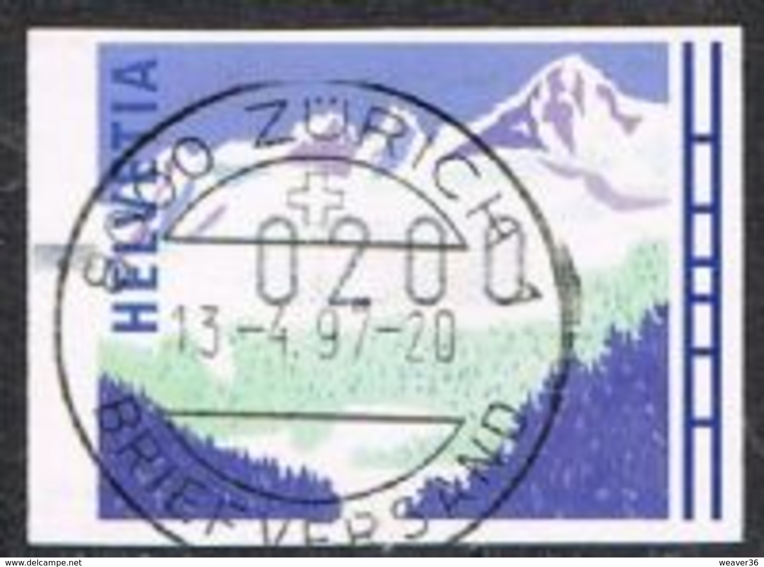 Switzerland Type C Machine Label Winter/Alps 200c Good/fine Used [17/15732/D] - Automatic Stamps