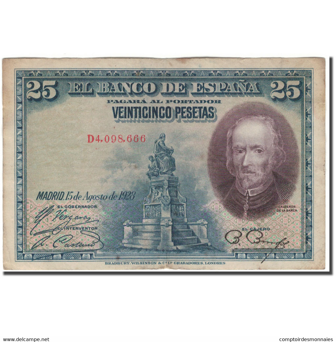 Billet, Espagne, 25 Pesetas, 1928-08-05, KM:74b, TB+ - 1-2-5-25 Peseten