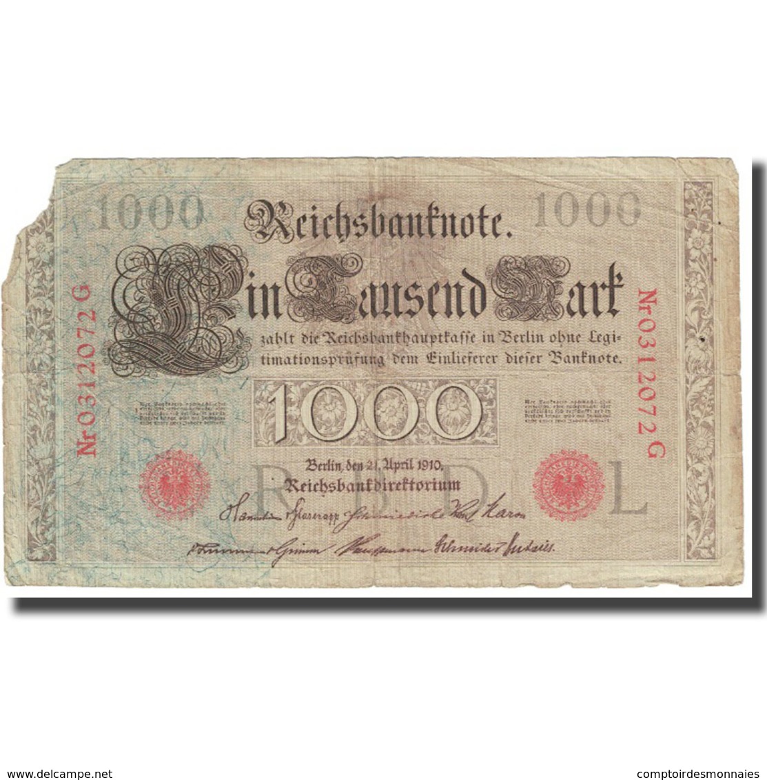 Billet, Allemagne, 1000 Mark, 1910, 1910-04-21, KM:44a, TB - [ 1] …-1871 : Etats Allemands