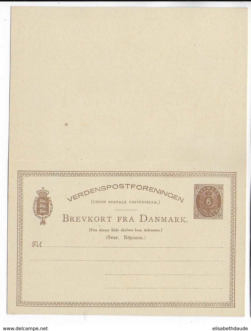 DANMARK - 1883 - CP ENTIER POSTAL Mi Nr. P15 AVEC REPONSE PAYEE NEUVE - Postwaardestukken