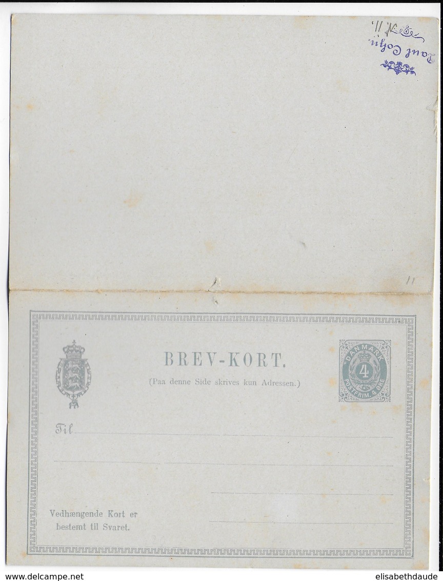 DANMARK - 1883 - CP ENTIER POSTAL Mi Nr. P14 AVEC REPONSE PAYEE NEUVE - Postal Stationery