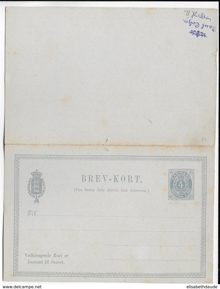 DANMARK - 1883 - CP ENTIER POSTAL Mi Nr. P14 AVEC REPONSE PAYEE NEUVE - Enteros Postales