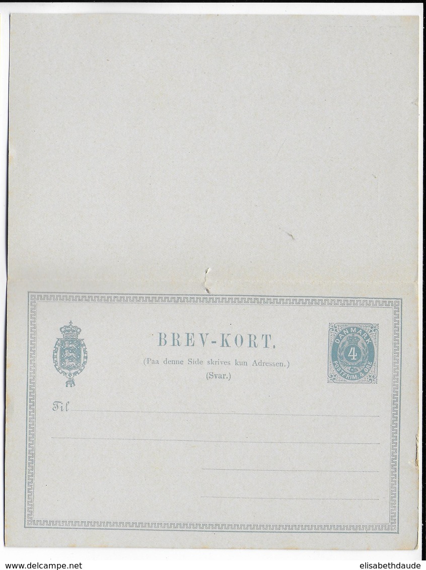 DANMARK - 1883 - CP ENTIER POSTAL Mi Nr. P14 AVEC REPONSE PAYEE NEUVE - Interi Postali