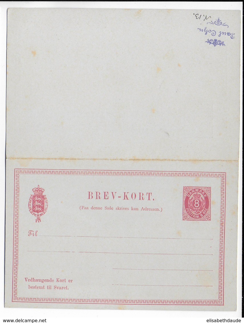 DANMARK - 1883 - CP ENTIER POSTAL Mi Nr. P16 AVEC REPONSE PAYEE NEUVE - Interi Postali