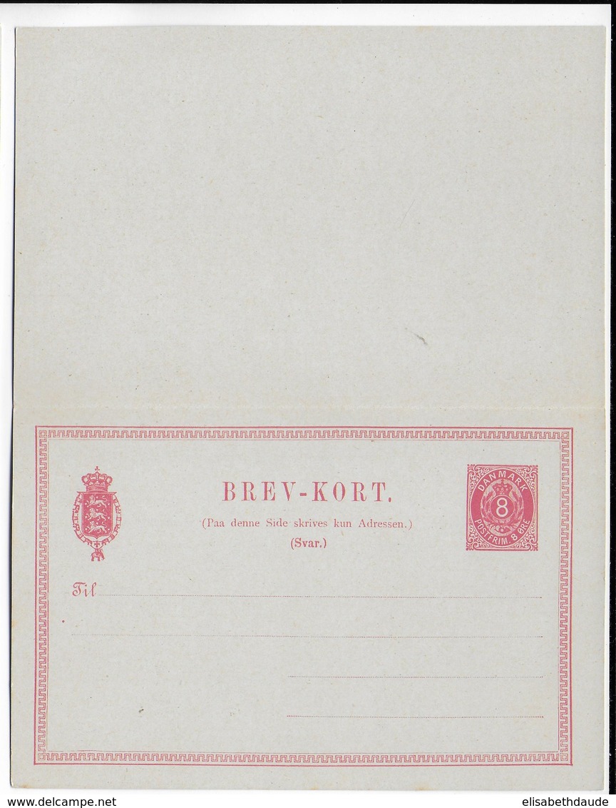 DANMARK - 1883 - CP ENTIER POSTAL Mi Nr. P16 AVEC REPONSE PAYEE NEUVE - Postwaardestukken