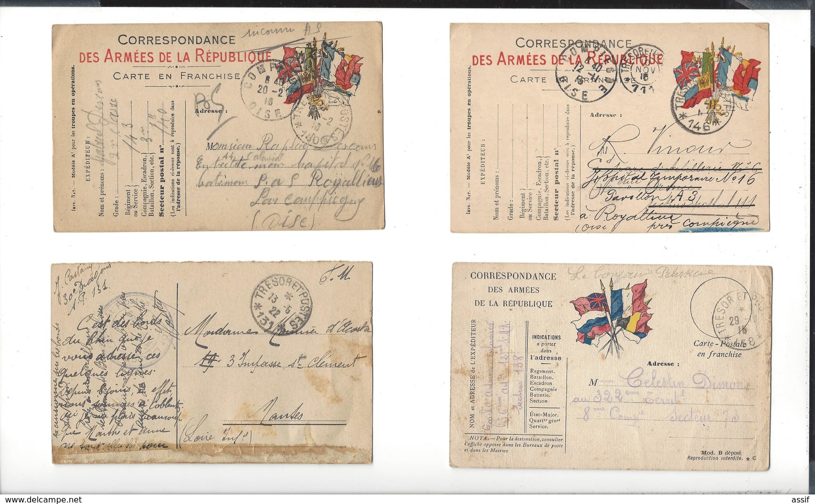 TRESOR ET POSTES  Env. 80 Cachets Sur Enveloppes Et Cp - Guerre De 1914-18