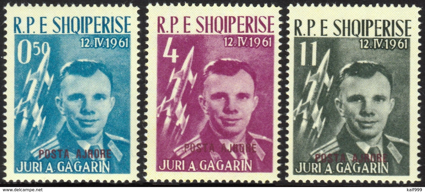 ~~~ Albanie Albania 1962 - Gagarin Red Overprint  - Mi. 647a/649a ** MNH - Cat. 90.00 Euro ~~~ - Albanië