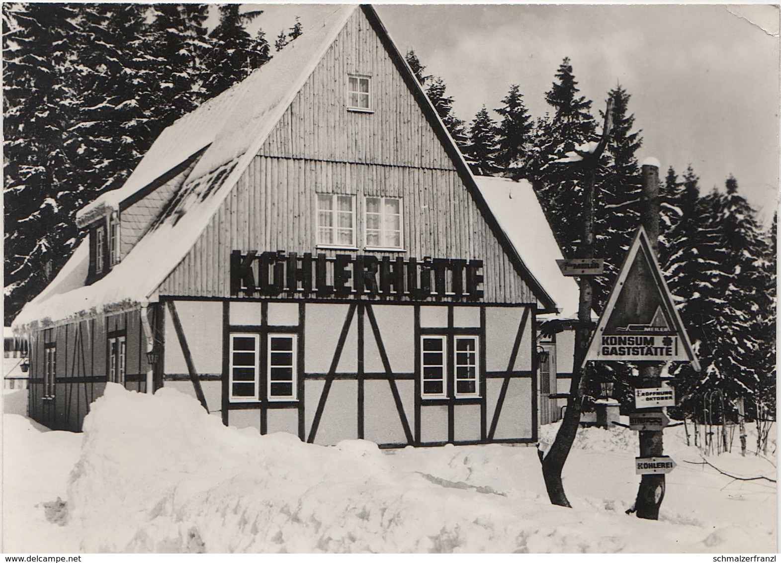 AK Sosa HO Konsum Gaststätte Köhlerhütte A Talsperre Des Friedens Meiler Kohlemeiler Eibenstock Winter Erzgebirge DDR - Sosa