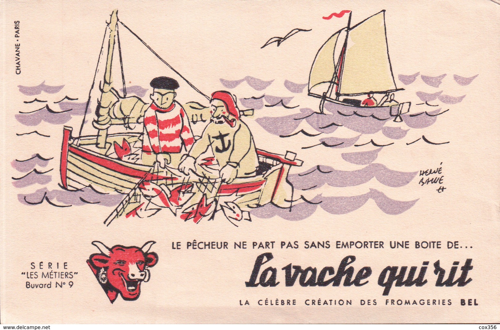 Ancien BUVARD Illustré  La VACHE QUI RIT N° 9 La Pêche - Alimentaire