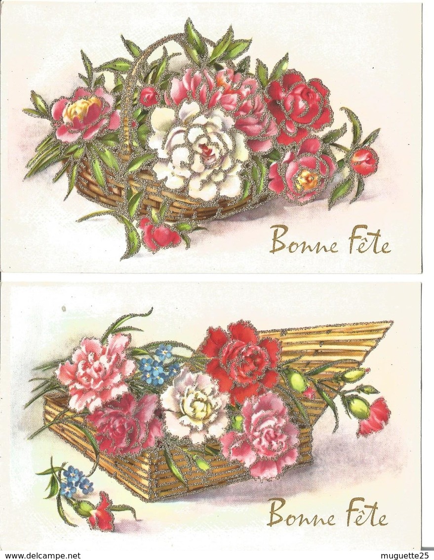 CPA BONNE FETE Sur Les Fleurs (roses, Anémones,tulipes, Oeillets, Pensées, Marguerites, Par Lot De 2  SOLDES - Autres & Non Classés