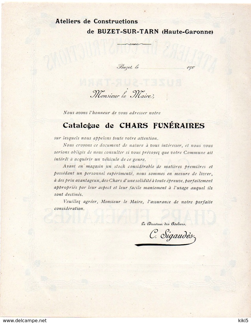 RARE Catalogue De Chars Funéraires(années 1900/1910) - Documents Historiques