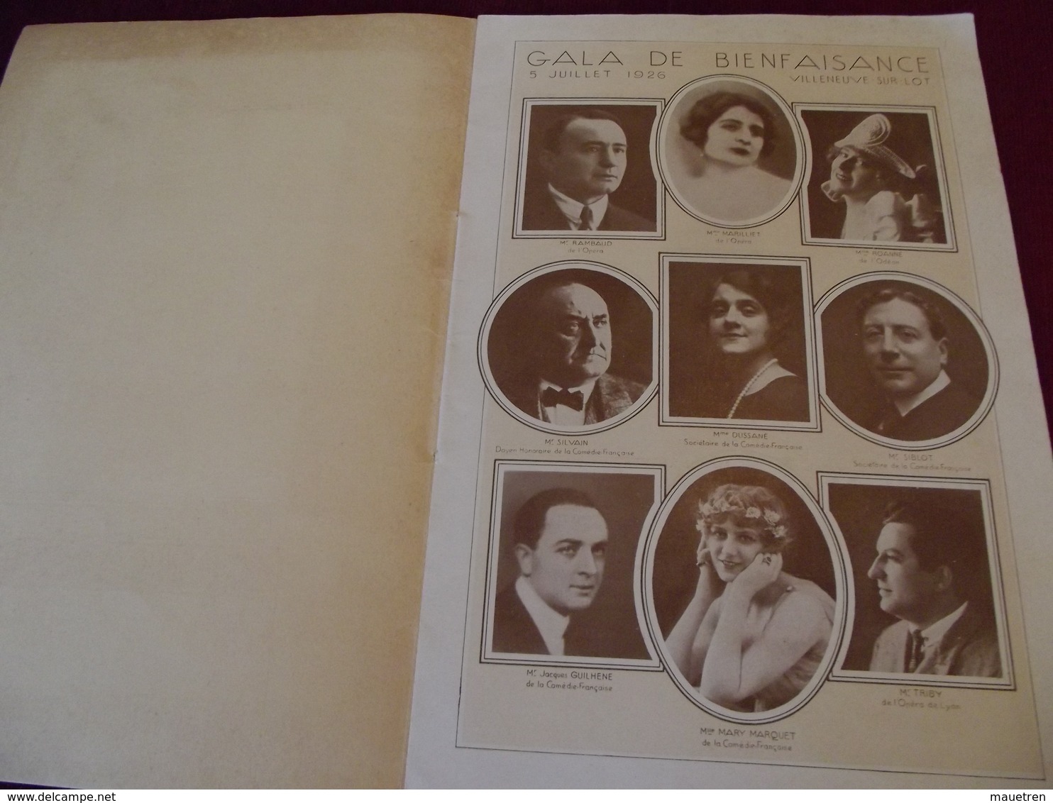 Programme D'un Gala De Bienfaisance A VILLENEUVE SUR LOT ( D 47 ) Le 05.07. 1926 - Programma's