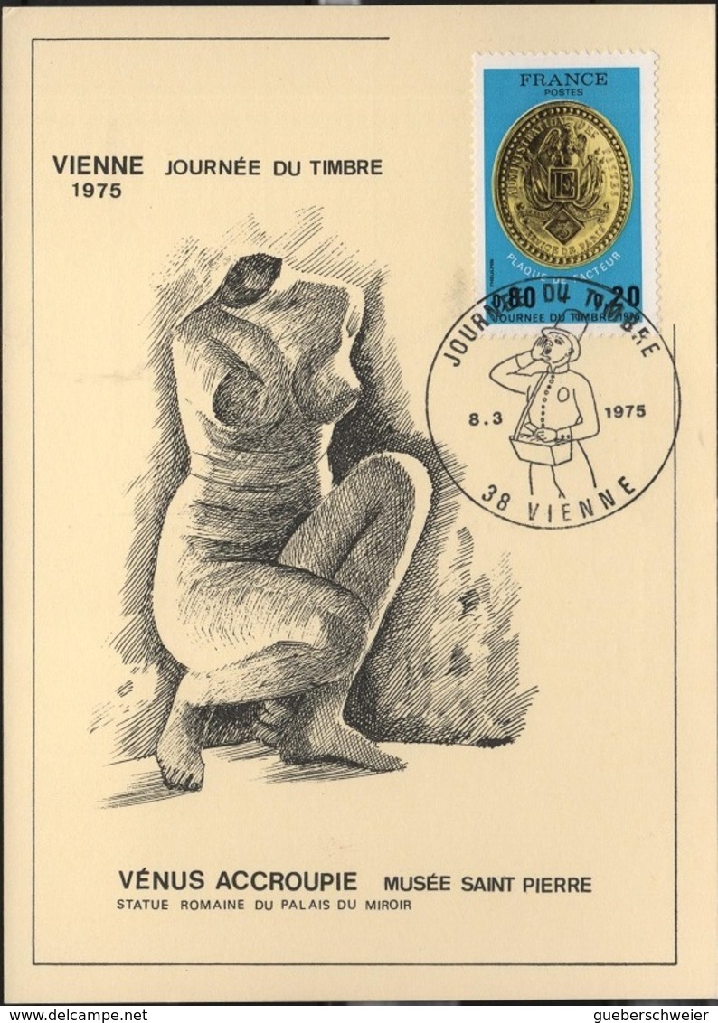 FDC 420 - FRANCE N° 1838 Journée Du Timbre Vienne Sur Carte Maximum 1975 - 1970-1979