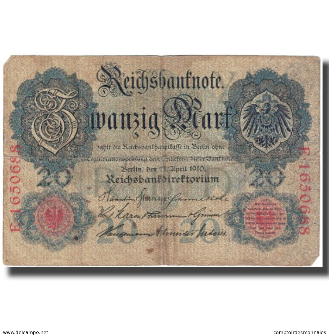 Billet, Allemagne, 20 Mark, 1910, 1910-04-21, KM:46b, TTB - 20 Mark