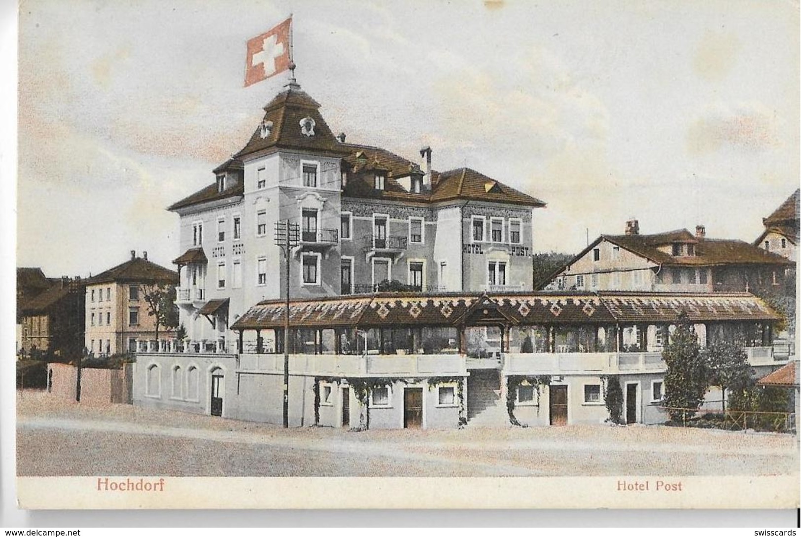 HOCHDORF: Hotel Post, Colorierte Ansicht ~1910 - Hochdorf